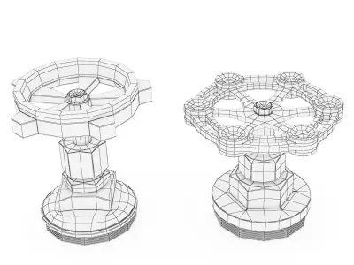 Valves two brass Low-poly 3D model