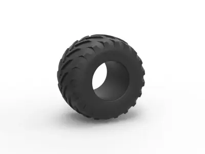 Monster Jam tire 29 Scale 1 to 25 3D print model