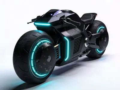 Realistic Cyberpunk Easter Motorcycle 3D Model Low-poly 3D model