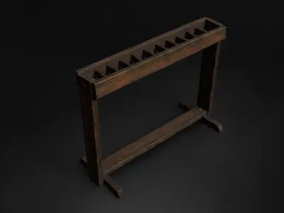 Medieval Sword Holder AAA Wooden Weapon Stand Low-poly 3D model