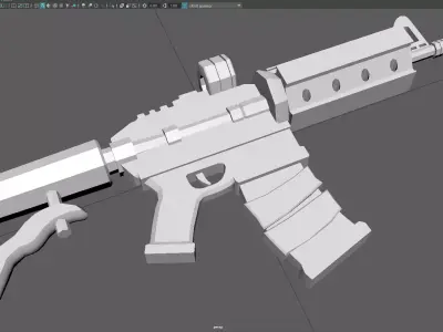 Stylized Assault Rifle Low Poly Game Ready Gun Free low-poly 3D model