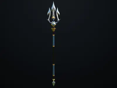 Fantasy Trident 03 All PBR Unity UE Textures Included Low-poly 3D model