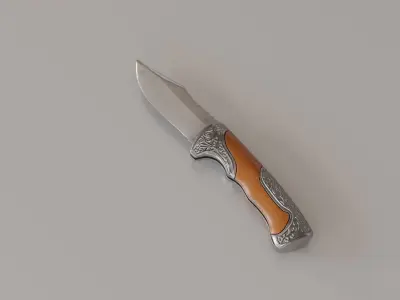 Floral Pocket Knife Low-poly 3D model