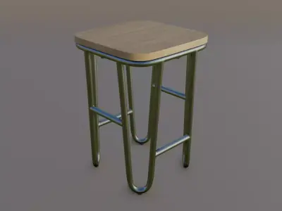 Strand Hairpin Leg Industrial Stool  Low-poly 3D model