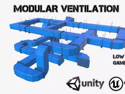 Modular ventilation Low-poly 3D model