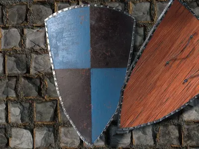 Medieval round shield with coat of arms 10 Low-poly 3D model