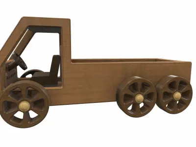 Wooden car toy truck 1 Free 3D model