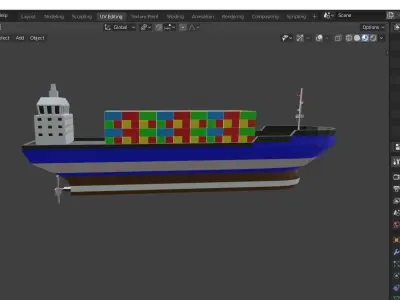 Cargo Ship  Low-poly 3D model