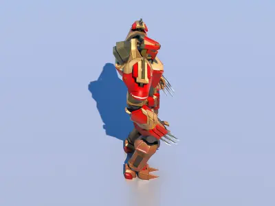 High Poly Hero Robot Rigged and Textured 3D model