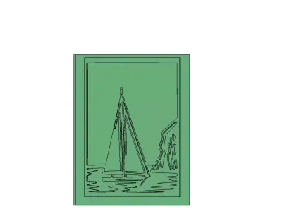 Sailboat Near Cliffs Wall Art Mold for Casting 3D model