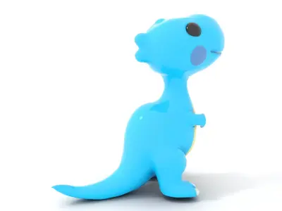 Blue Dino Character model pack Low-poly 3D model