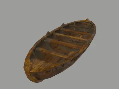 boat 3 wooden Low-poly 3D model
