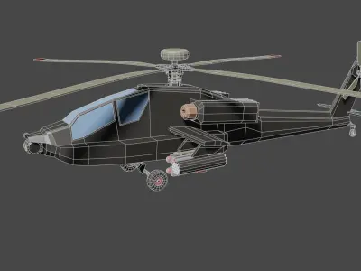 AH 64-D Apache Helicopter Low-poly 3D model