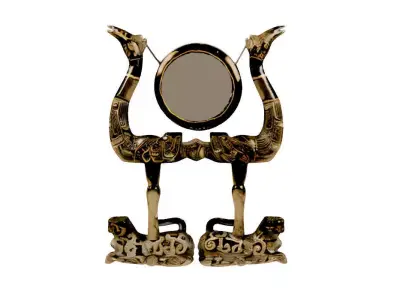 Bronze Mirror with Twin Crane Handles Free 3D model
