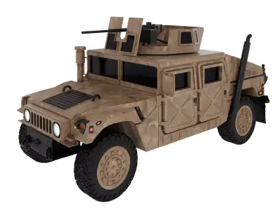 Army Hummer 3D Model Low-poly 3D model