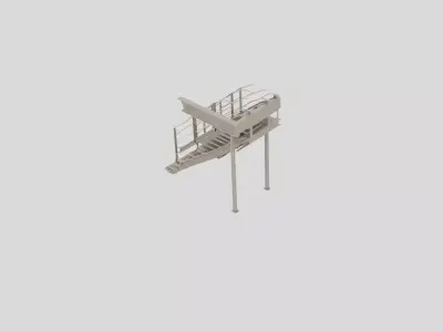 Industrial Factory Metal Staircase Segment for 3D print 3D model