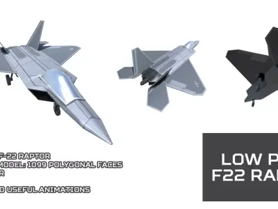 Low Poly F22 Raptor Low-poly 3D model