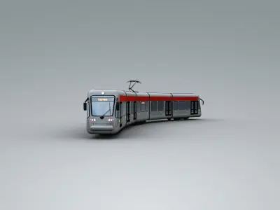 Low Poly Tram 4 metro train - metro train Low-poly 3D model
