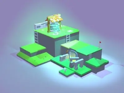 Low poly Dungeon building in game Low-poly 3D model