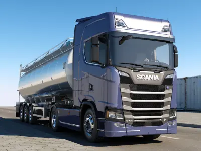 Euro Truck with Tanker trailer 3D model