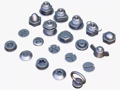 Fasteners Bolts Nuts Screws Kit M1 3D model