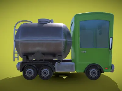 Stylized Gasoline Truck Low-poly 3D model