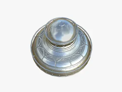 Alien Spaceship UFO F02 Aluminum - Sci Fi Spacecraft Design Low-poly 3D model