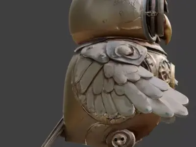 Mechanical Owl  3D Model Low-poly 3D model