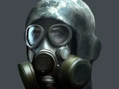 Gas mask helmet 3d model military combat Low-poly Low-poly 3D model 10