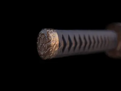 Katana samurai sword Low-poly 3D model 14