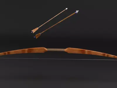 Low Poly Bow and Arrows  Game Ready Blender Unity Unreal Low-poly 3D model