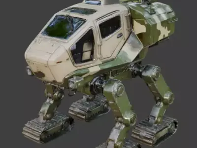 Realistic Hard Sci-Fi Forest Reconnaissance Walker Low-poly 3D model