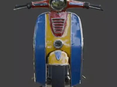 Vintage Atompunk Nuclear Rocket Scooter 3D Model Low-poly 3D model