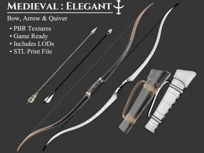 Medieval Collection Elegant Ranged Weapons 3D Model Pack