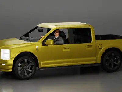 businessman sitting in car holding steering wheel leaning arm 3D print model