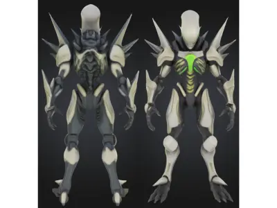 Stylized Alien Warrior Low-poly 3D model