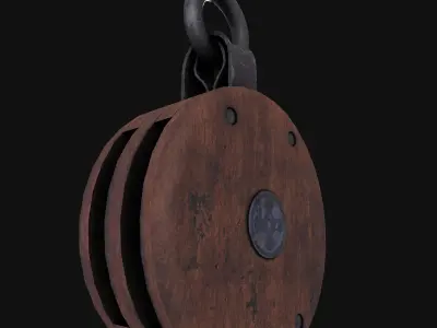 Vintage Pulley Low-poly 3D model