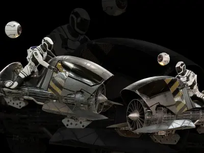 Sci Fi JetBike Rider Low-poly 3D model