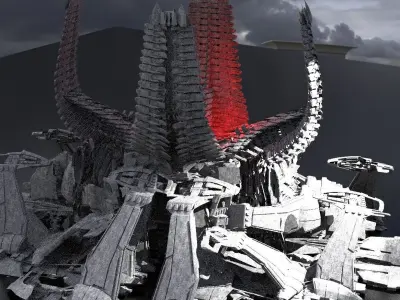 Alien Spine Tower City 2 3D model