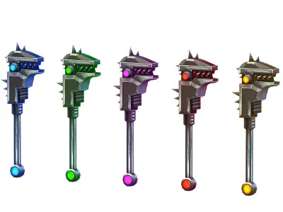 a set of cutting weapons Low-poly 3D model 4