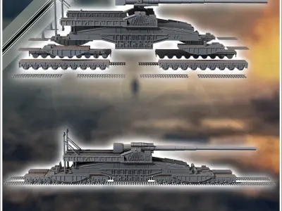 Schwerer Gustav Krupp heavy German railway gun siege artillery 3 3D print model