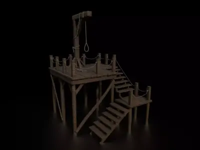 Medieval Gallows Low-poly 3D model
