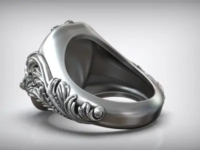 Antique Gothic Skull Head Ring  3D print model
