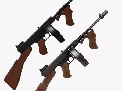 Thompson Submachine Gun Low-poly 3D model purchase