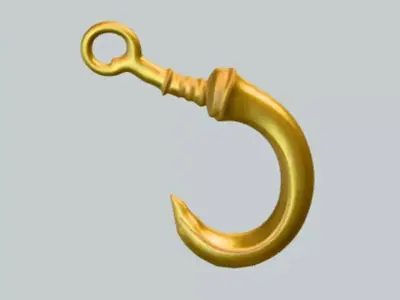 golden fish hook 3D model