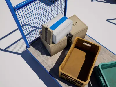  Industrial Logistics Platform Trolley Variation Pack Low-poly 3D model