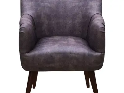 Dining chair leather and metal foil Low-poly 3D model