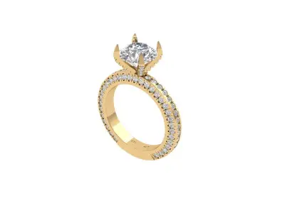 Solitaire Engagement Art Deco Ring 3D print model 62