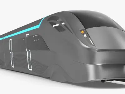 Futuristic Passenger Train Silver 3D model