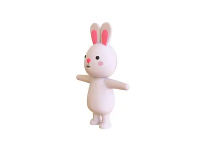 High-Quality 3D Bunny Character Cartoon  Low-poly 3D model